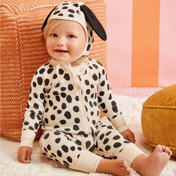 Hanna Andersson Other - Hanna Andersson Dalmatian Costume Pajamas with Hat Black and Tan Footie 12-18